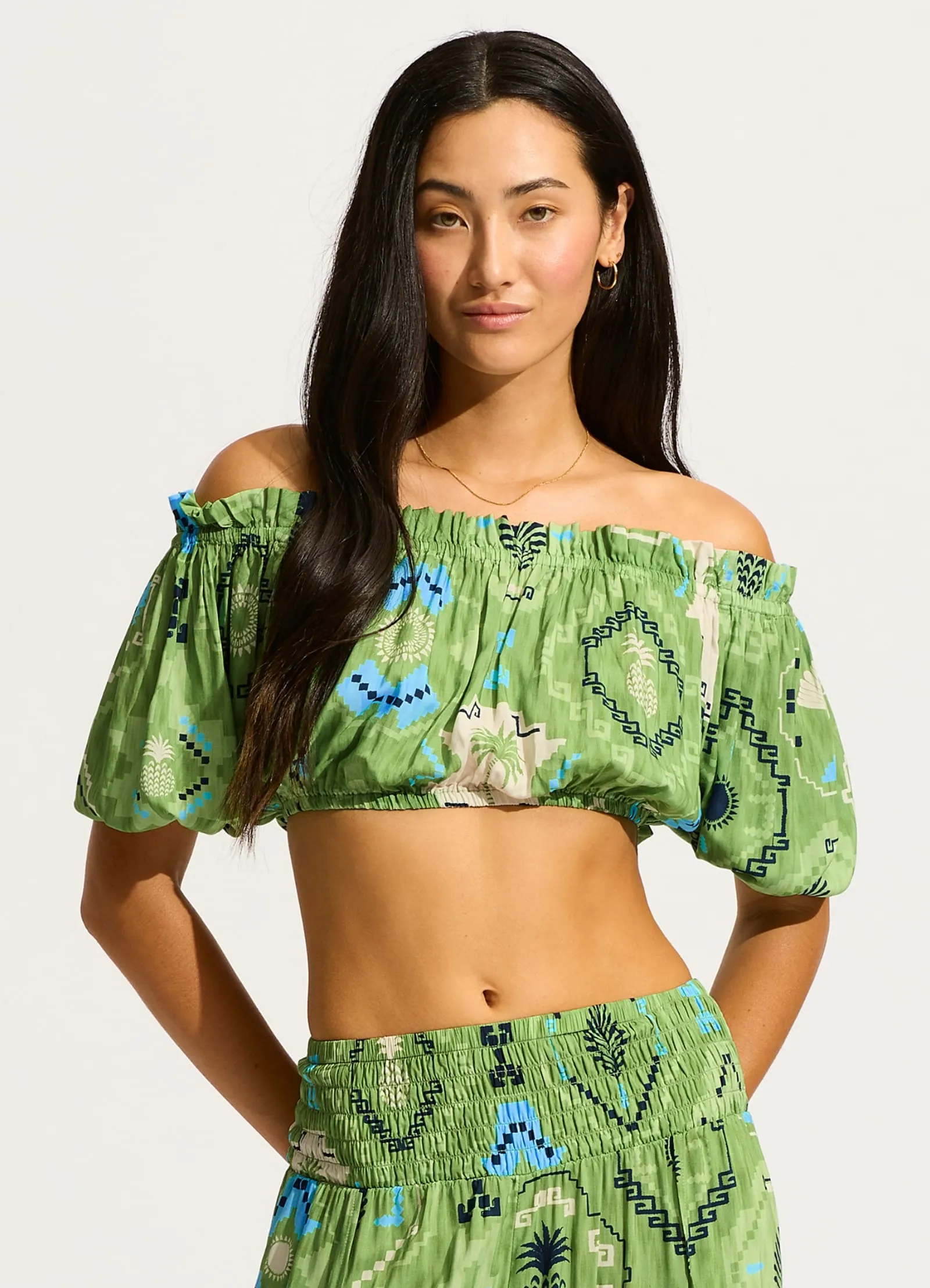 Kasbah Off Shoulder Top - Sage