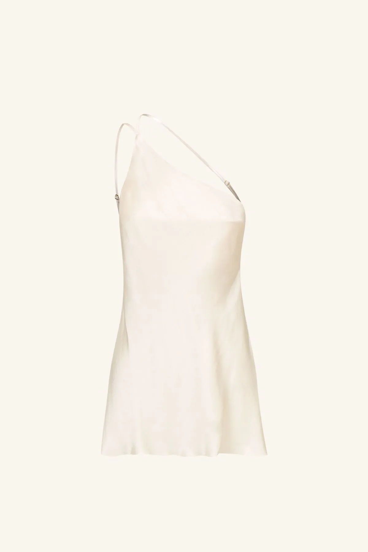 LA LUNE ONE SHOULDER COWL BACK TOP - CREAM