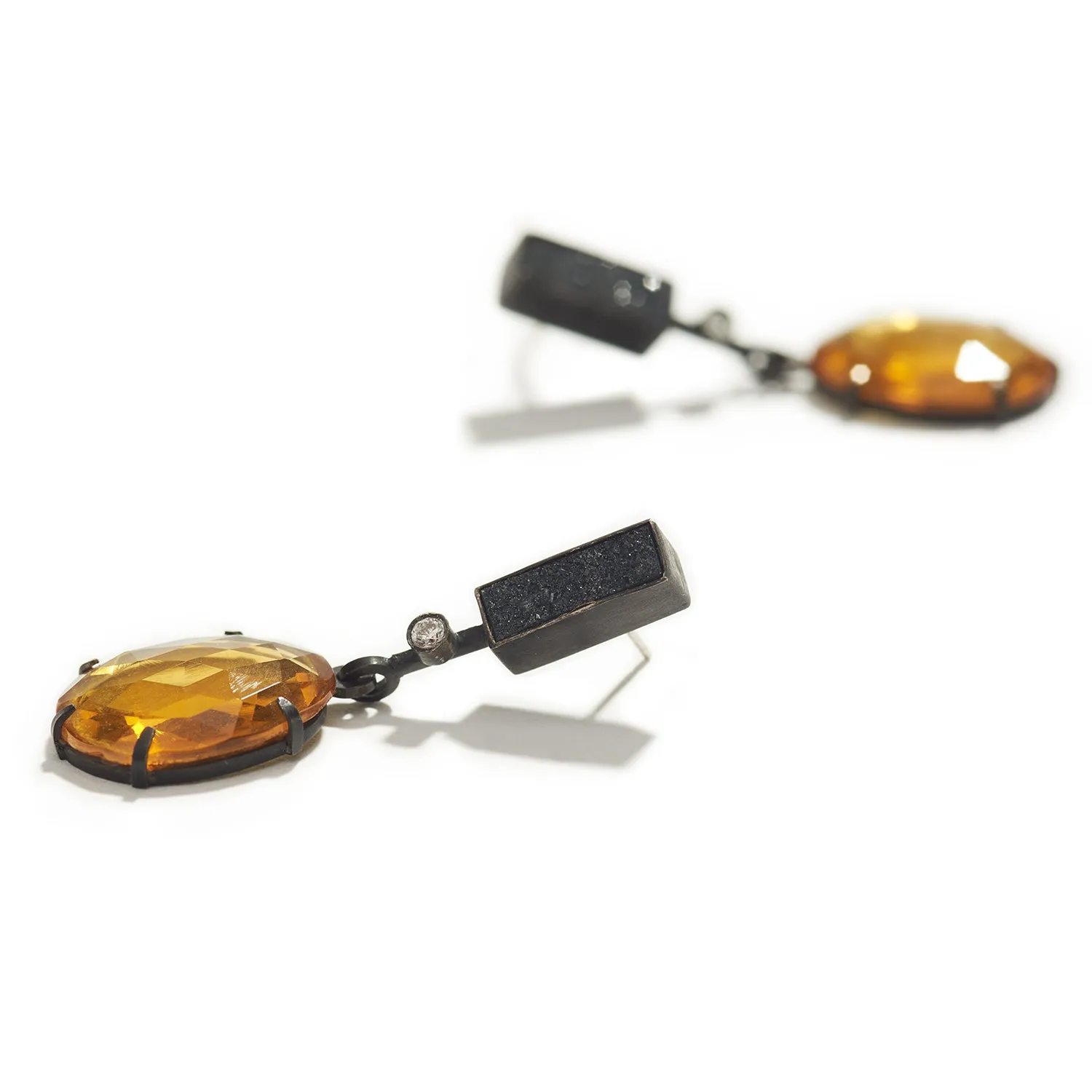 Late Autumn Earrings with Druzy & Citrine