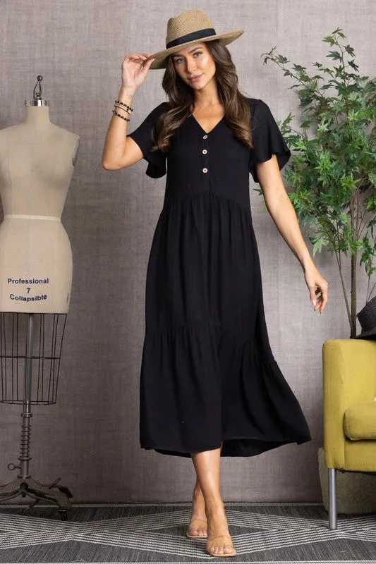 Lisa Black & Ruffle Summer Dress