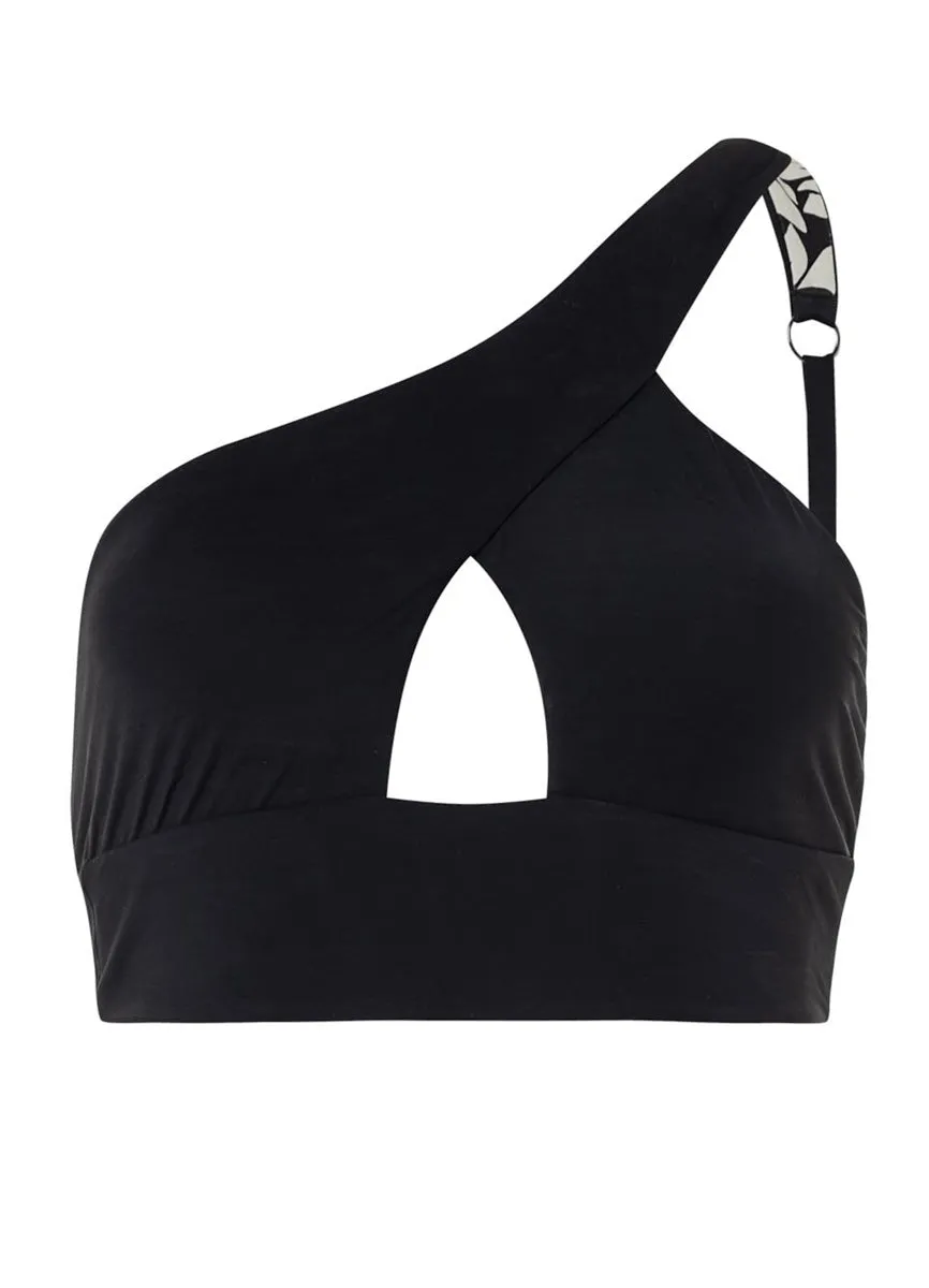 Maaji Ink Black Tamara One Shoulder Bikini Top