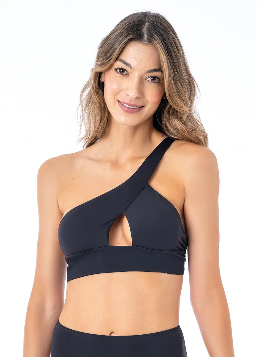 Maaji Ink Black Tamara One Shoulder Bikini Top