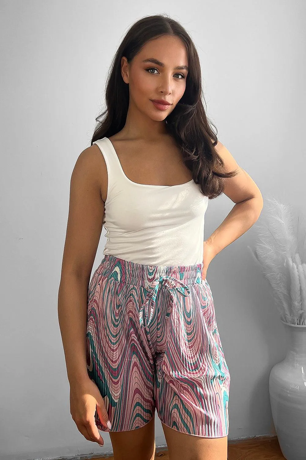 Marble Swirl Print Summer Shorts