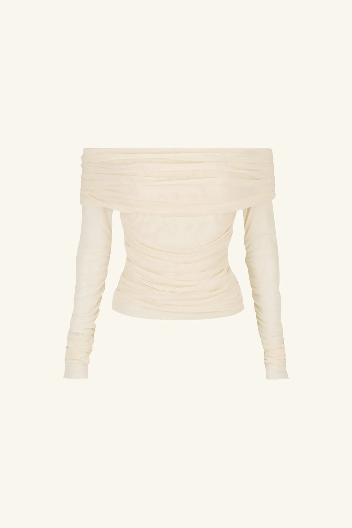 MIRA LONG SLEEVE OFF SHOULDER TOP - IVORY