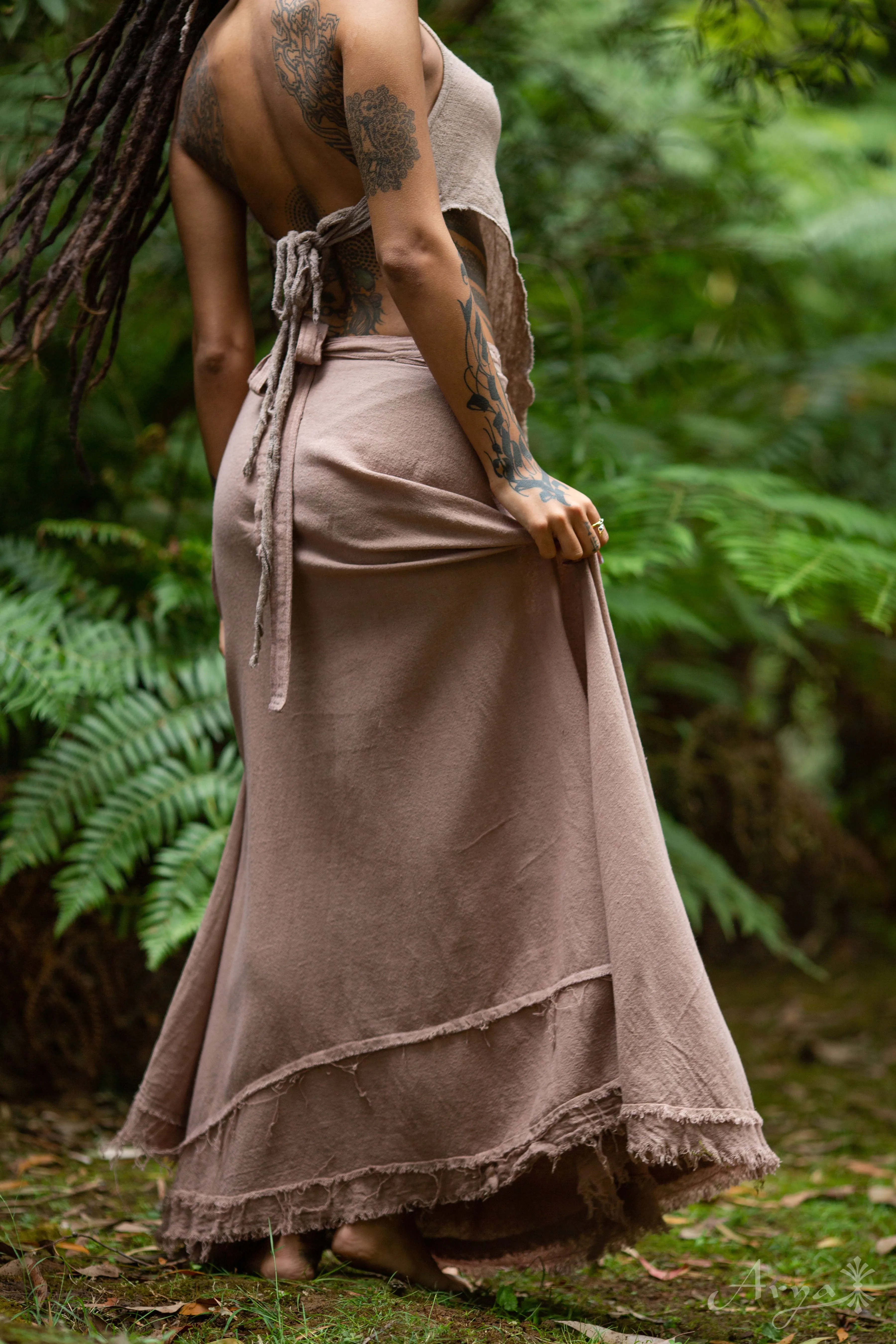 Natural Cotton Wrap Skirt