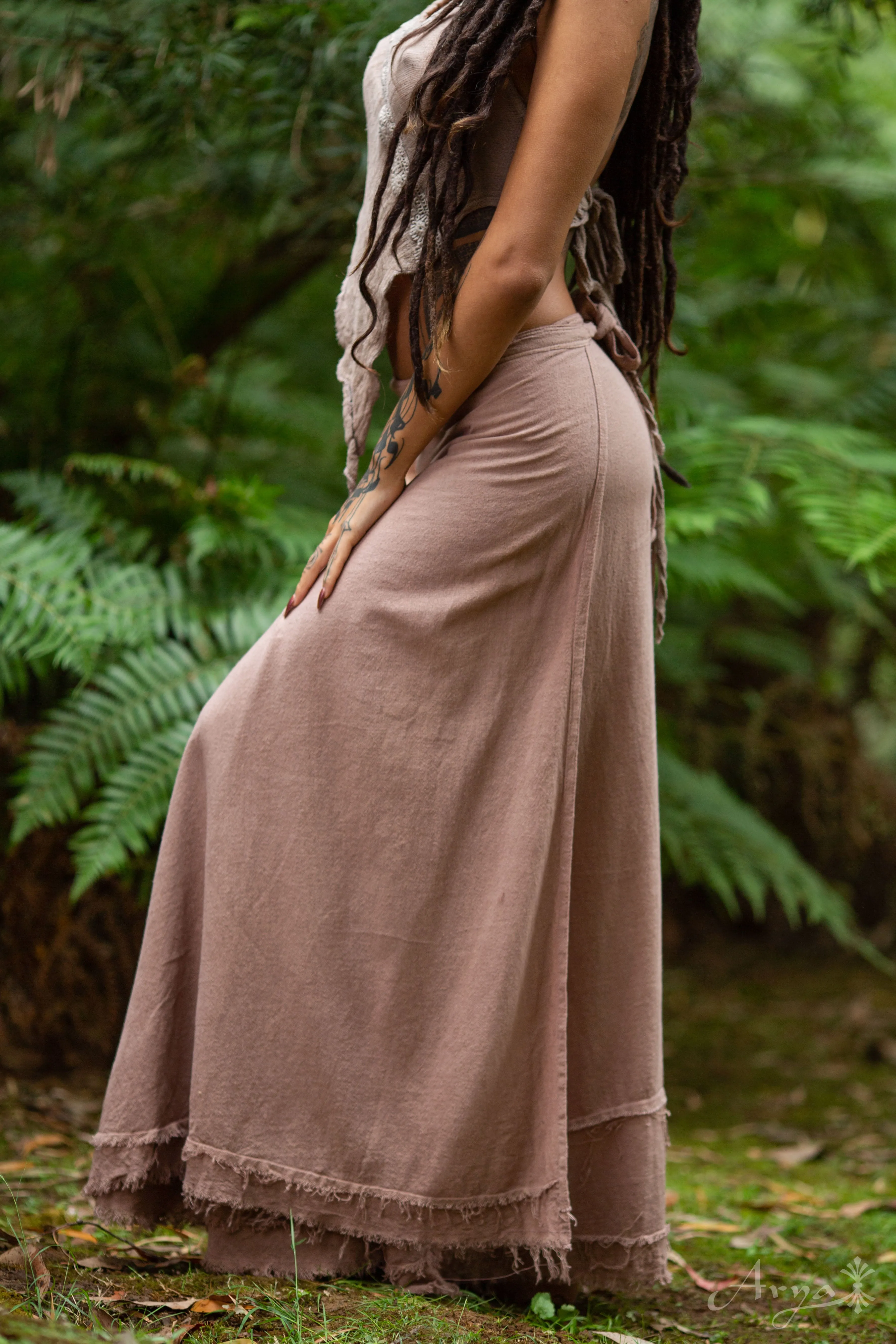 Natural Cotton Wrap Skirt