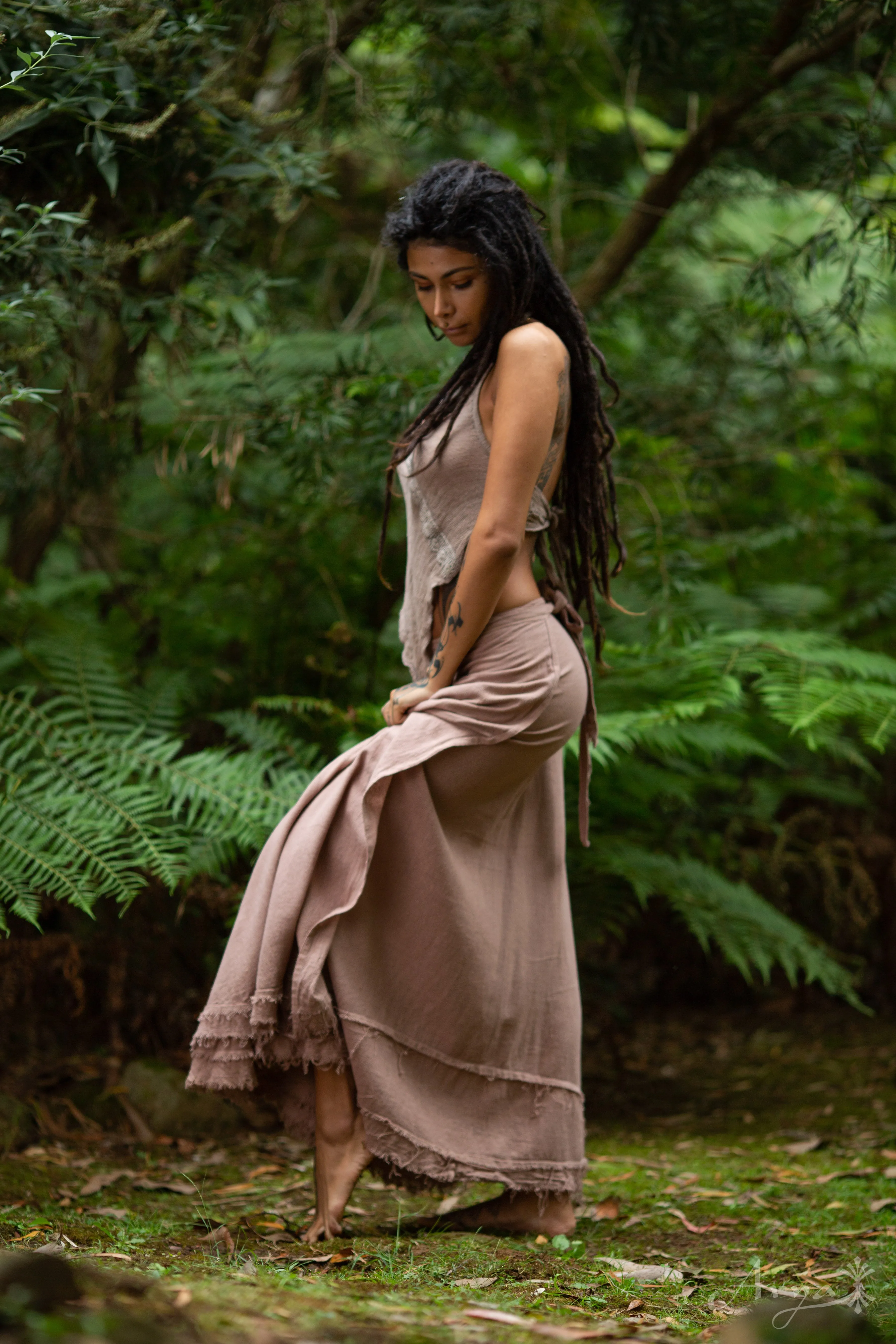 Natural Cotton Wrap Skirt