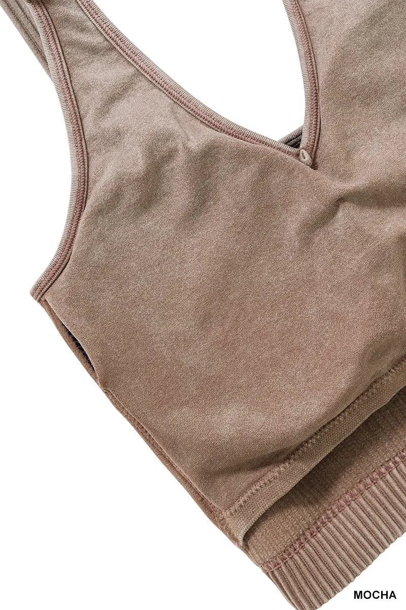 Nikki Washed Ribbed Crop Top Bralette