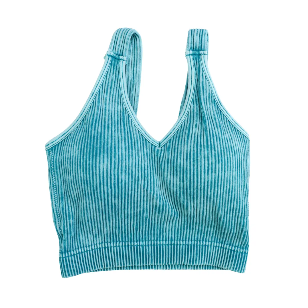 Nikki Washed Ribbed Crop Top Bralette