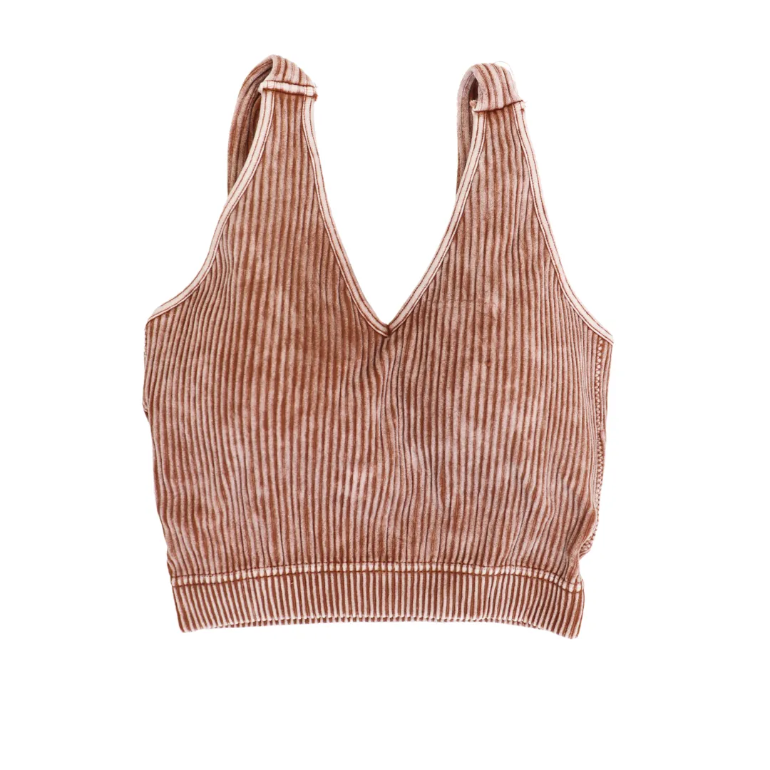 Nikki Washed Ribbed Crop Top Bralette