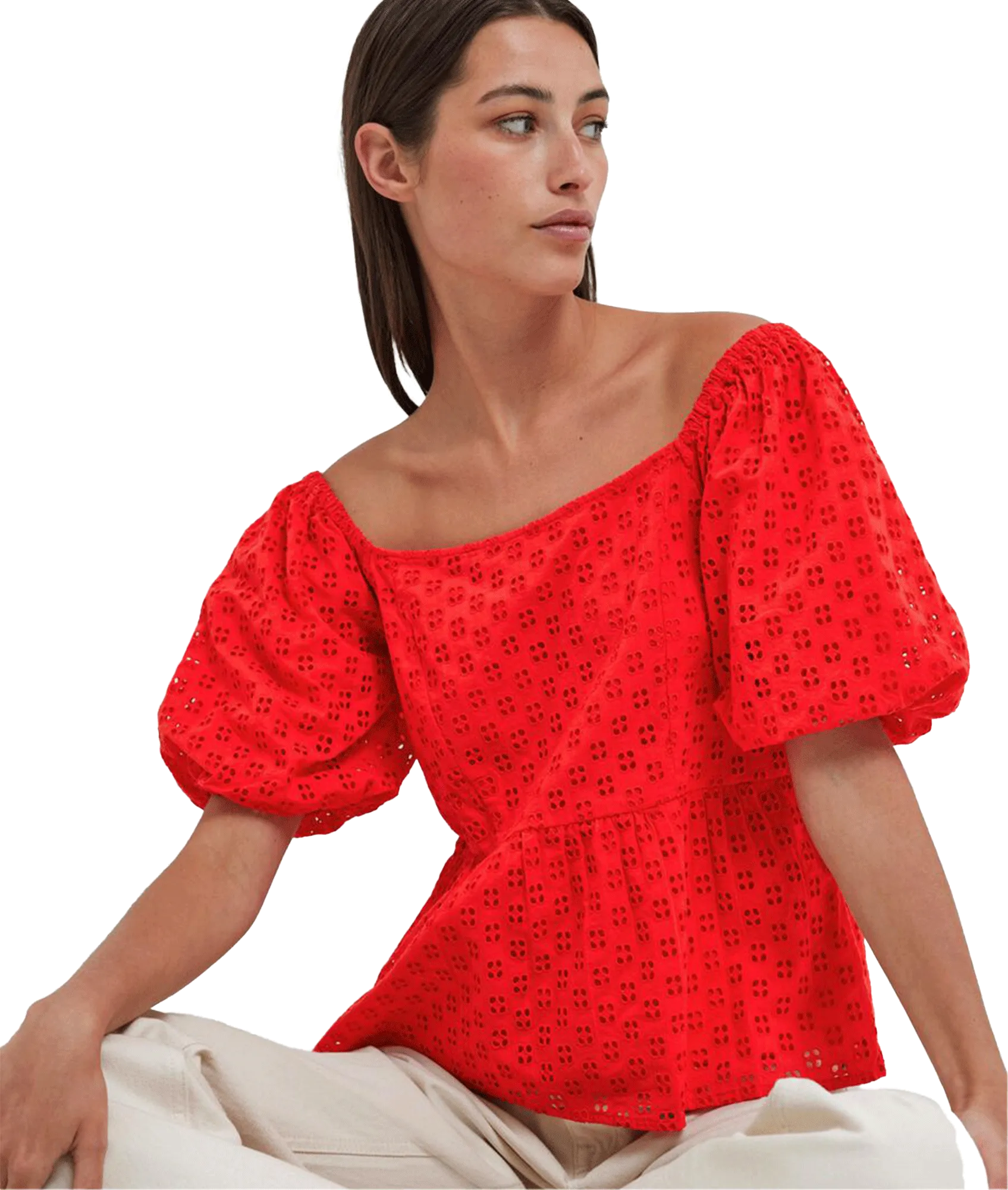 Off-shoulder Top - Red