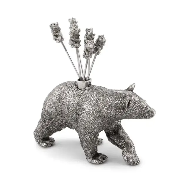 Pewter Black Bear Appetizer Pick Set