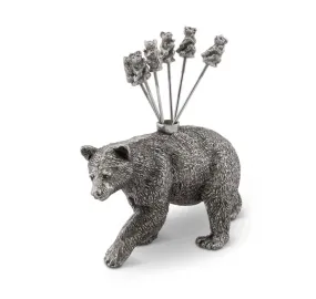 Pewter Black Bear Appetizer Pick Set