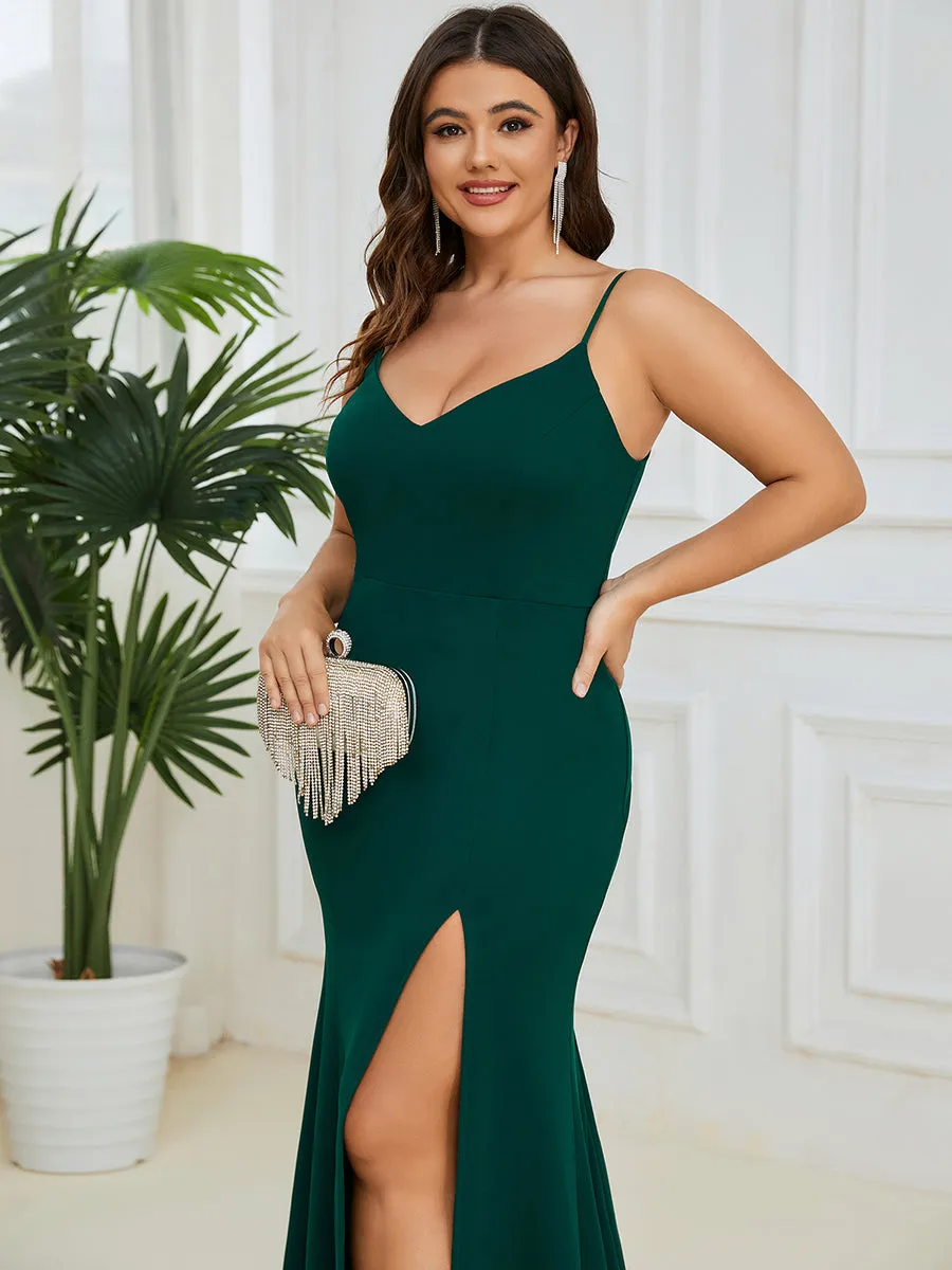 Plus Sexy Sleeveless Fishtail Deep V Neck Wholesale Evening Dresses