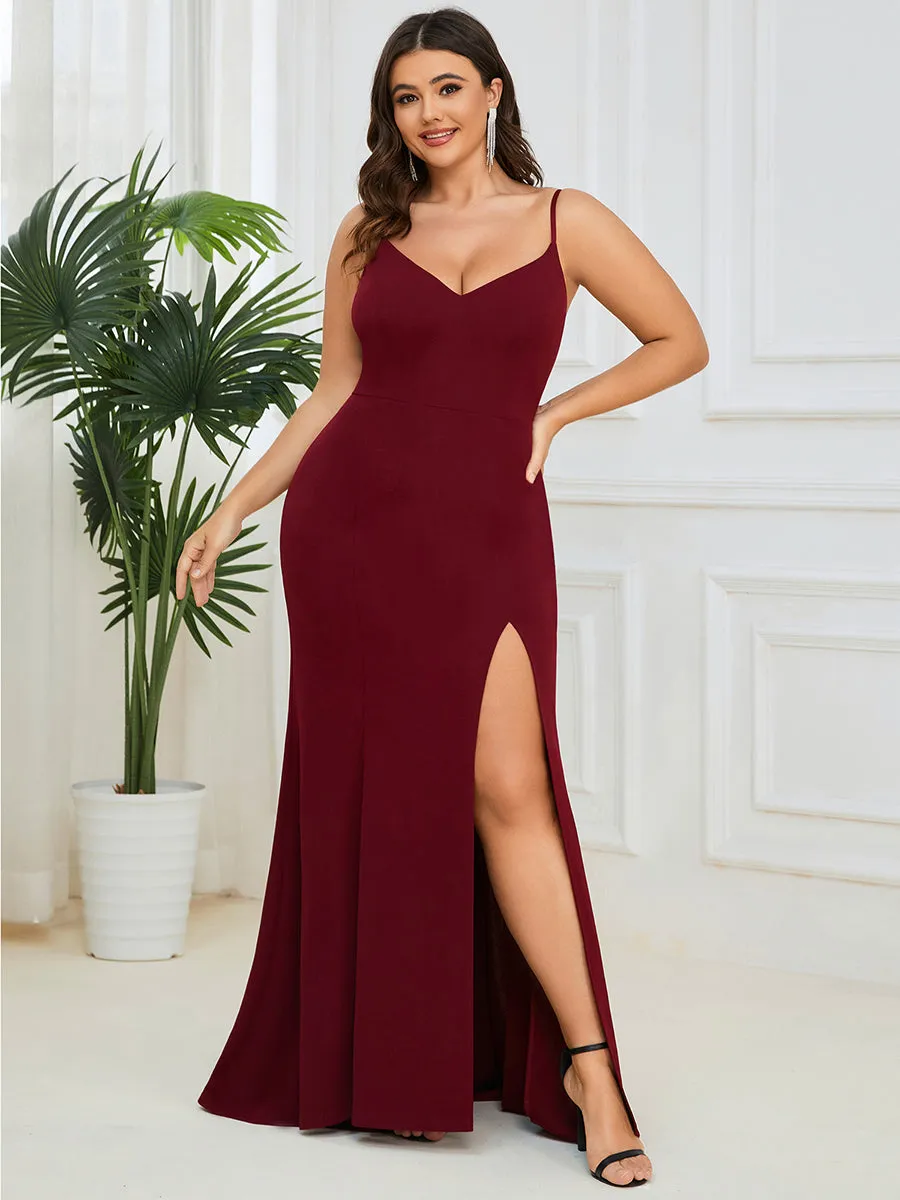 Plus Sexy Sleeveless Fishtail Deep V Neck Wholesale Evening Dresses