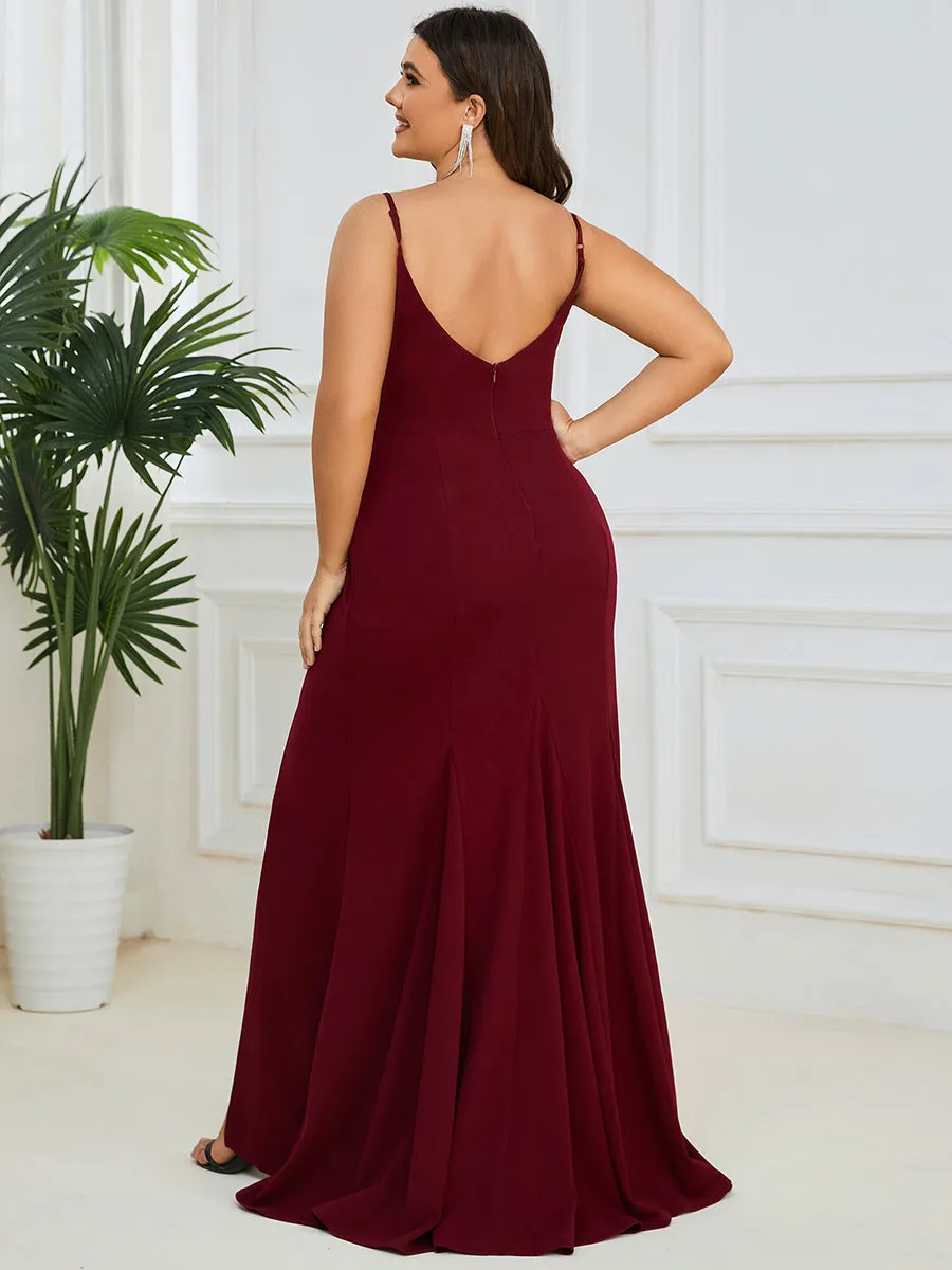 Plus Sexy Sleeveless Fishtail Deep V Neck Wholesale Evening Dresses