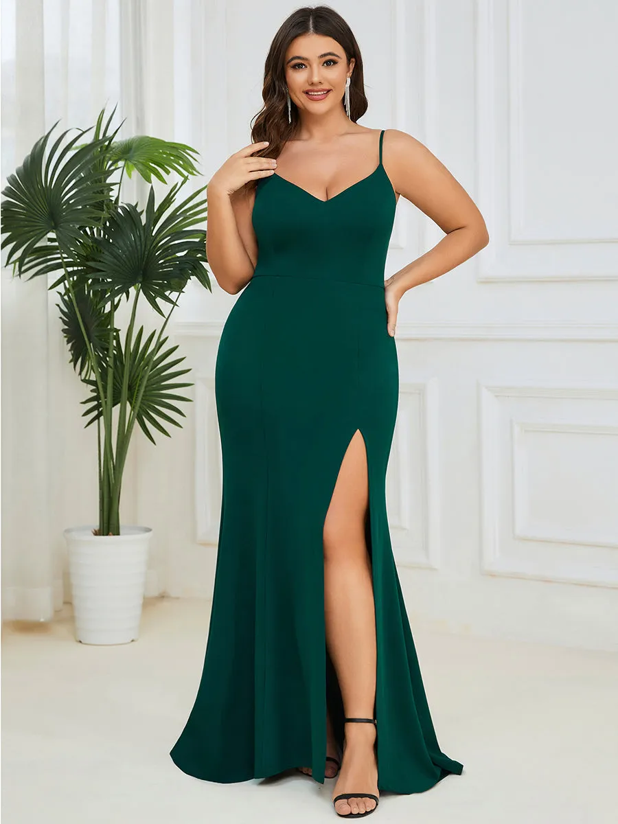 Plus Sexy Sleeveless Fishtail Deep V Neck Wholesale Evening Dresses