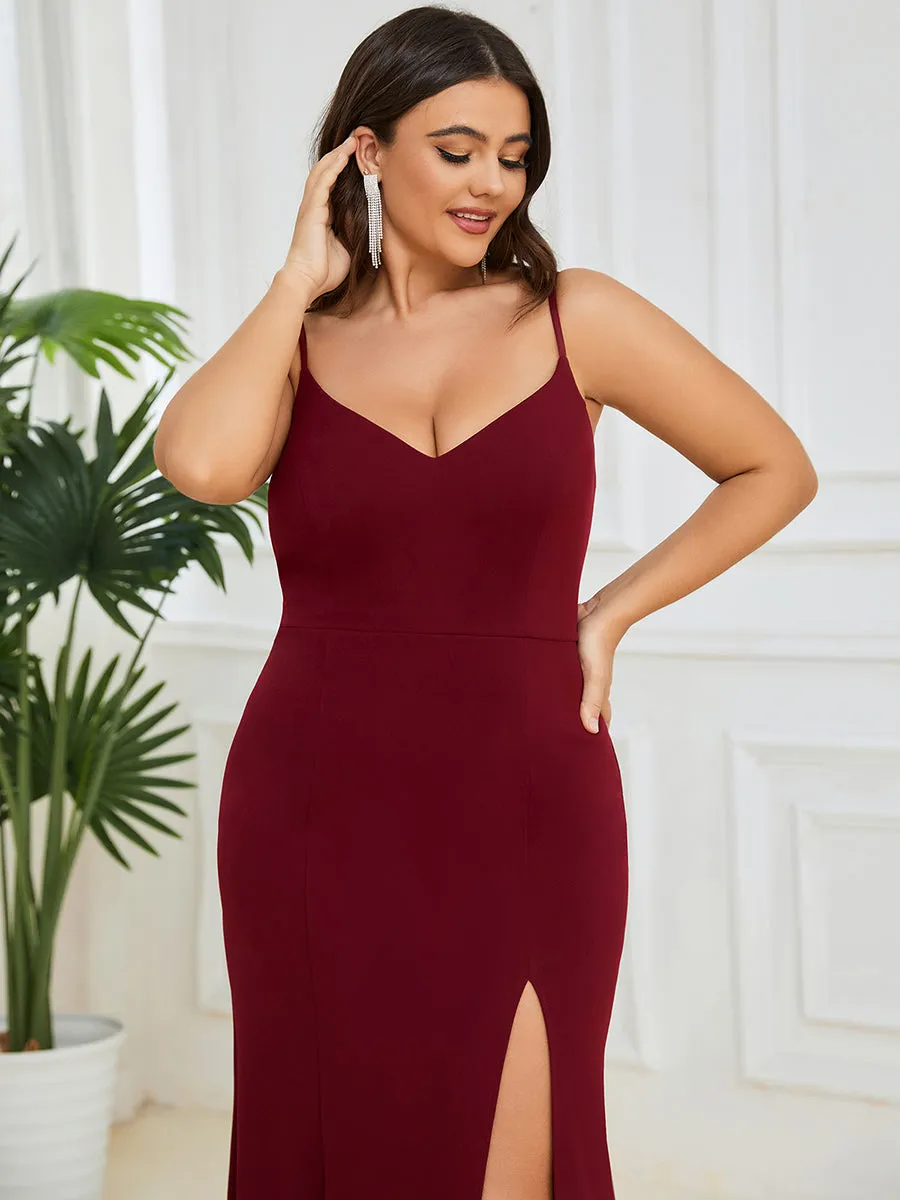 Plus Sexy Sleeveless Fishtail Deep V Neck Wholesale Evening Dresses