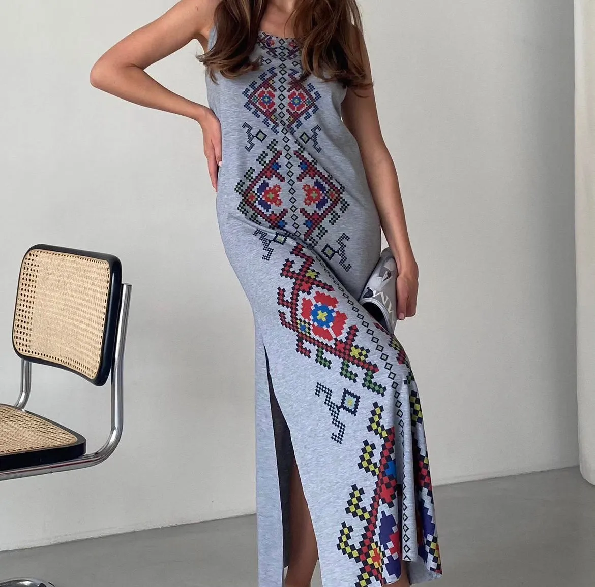 Printed Embroidery Summer Dress