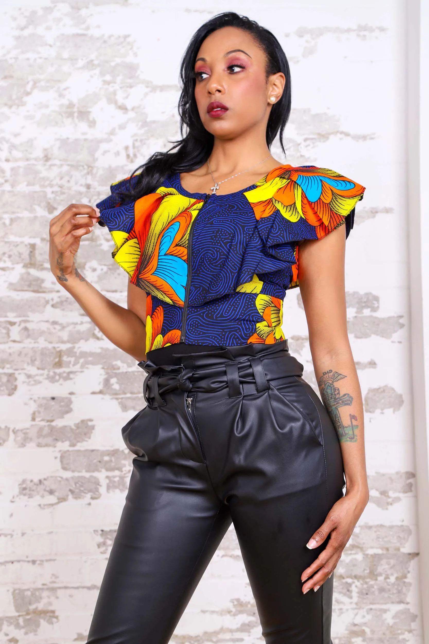 RIMAH AFRICAN PRINT CROP TOP