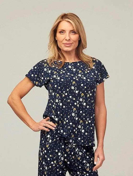 Saloos Extended Shoulder Floral Print Top