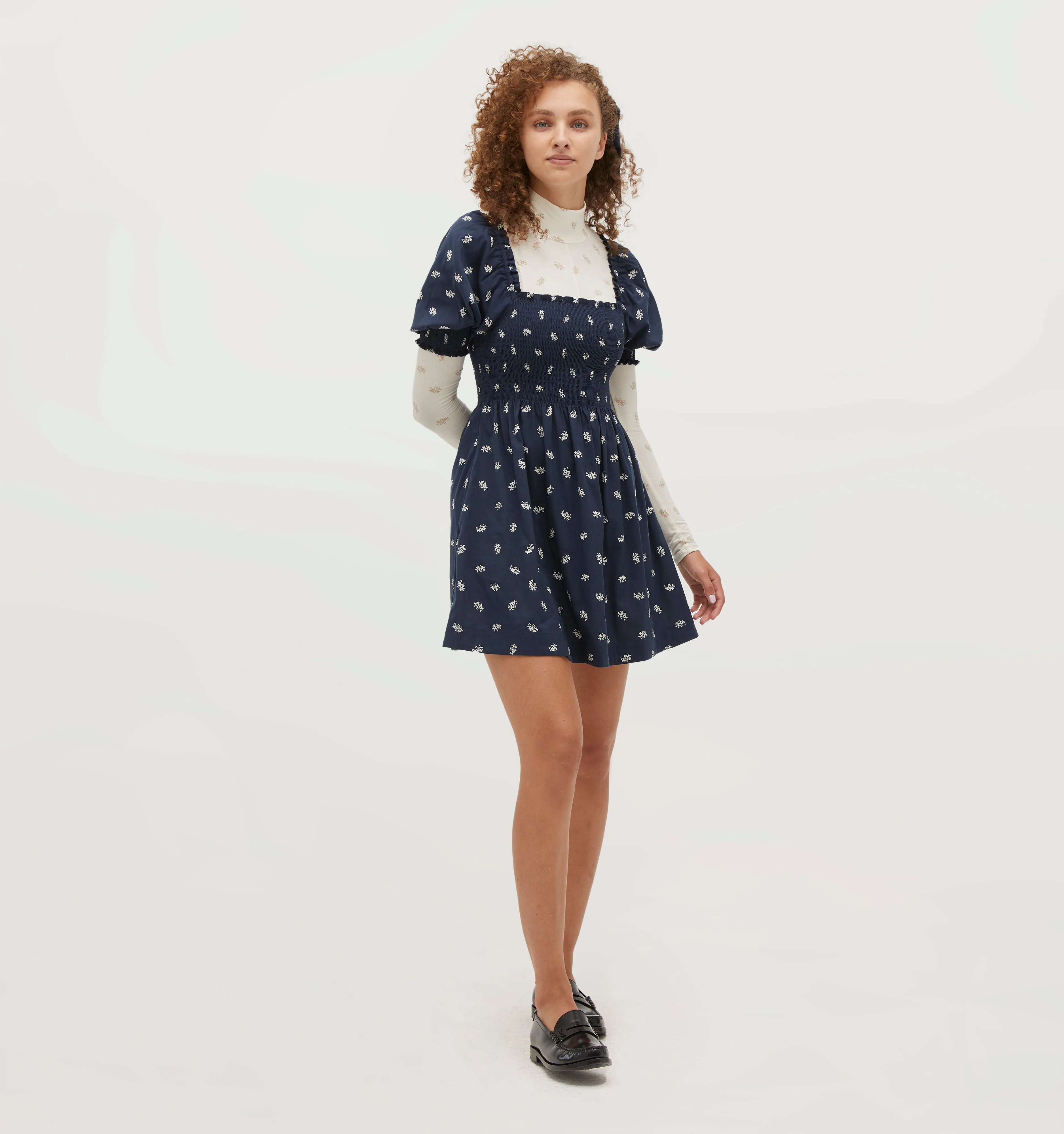 The Athena Nap Dress - Navy Autumn Paisley