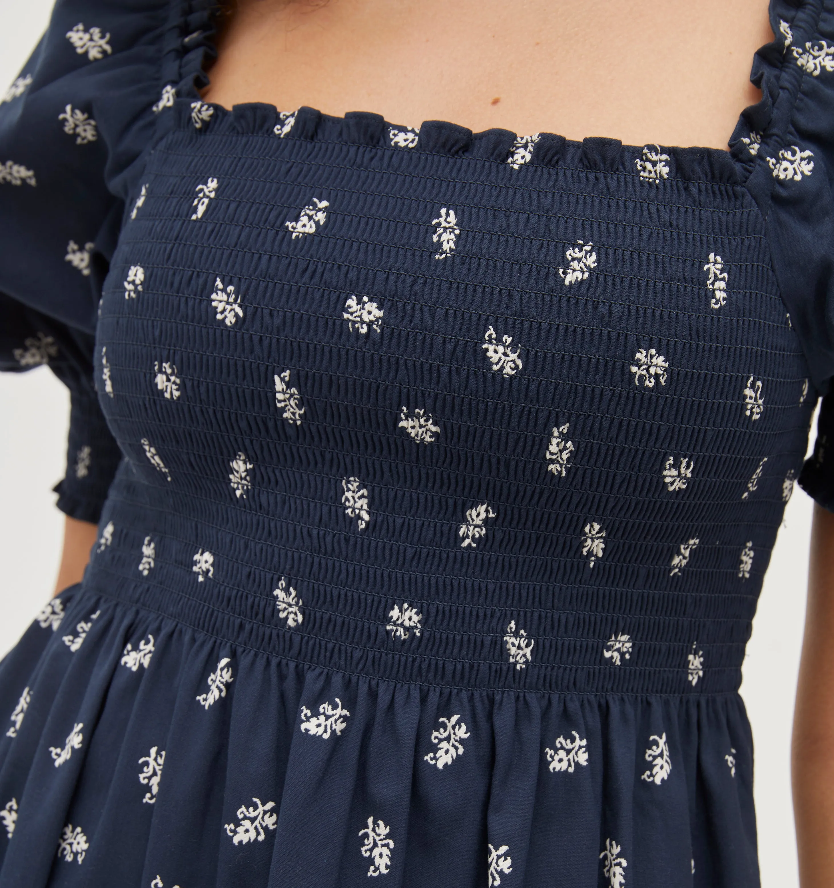 The Athena Nap Dress - Navy Autumn Paisley