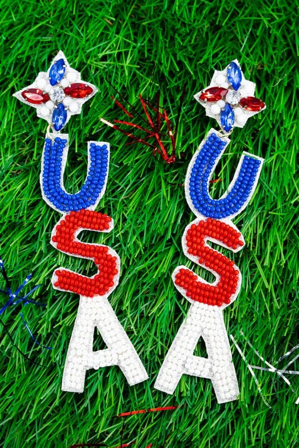 USA Summer Fiesta beaded EARRINGS