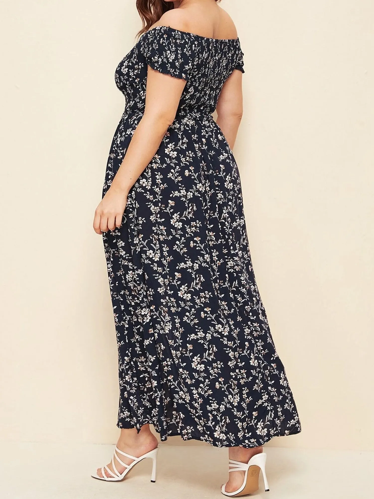 V Neck High Low Printed Wholesale Dresses