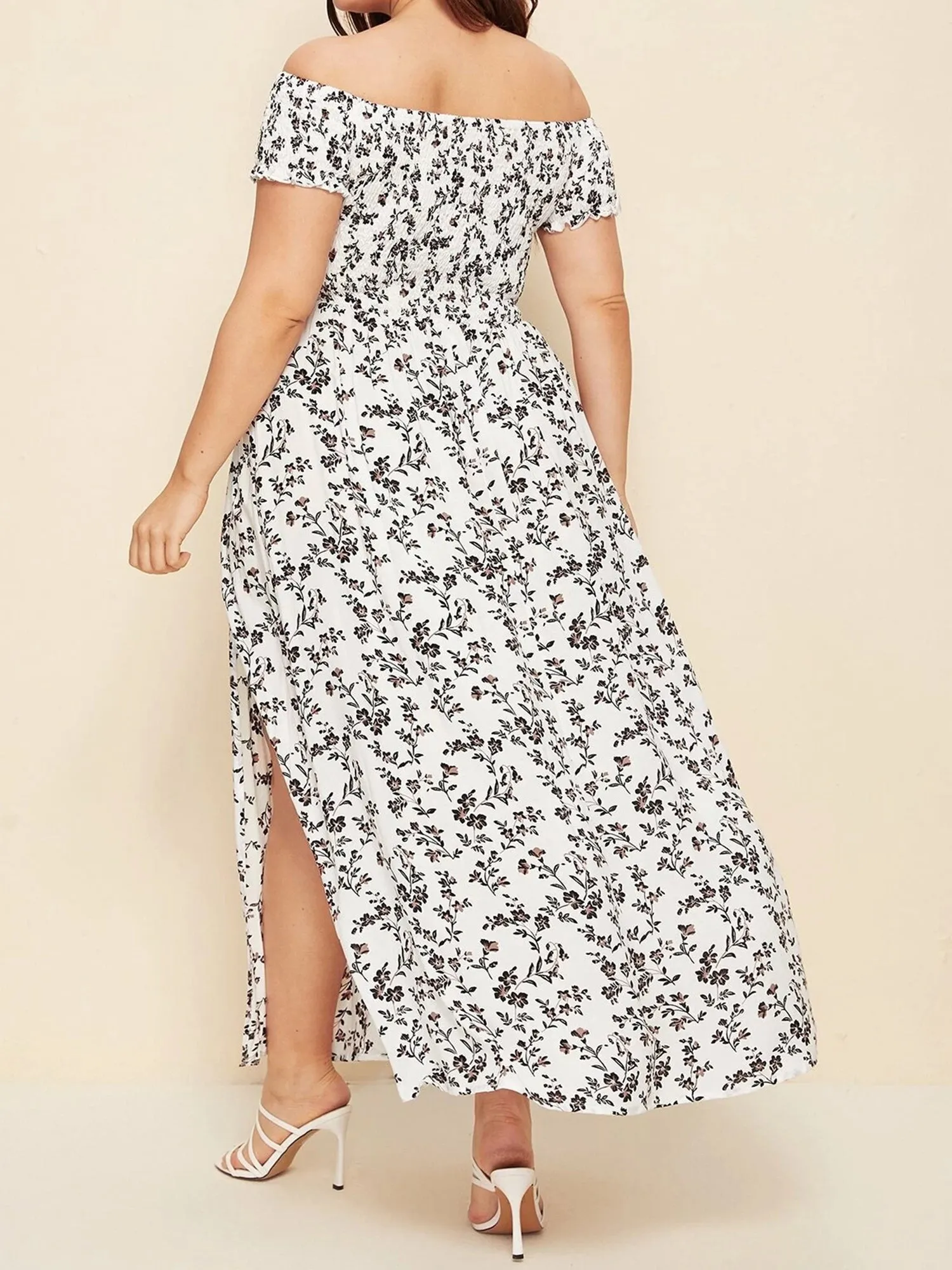 V Neck High Low Printed Wholesale Dresses