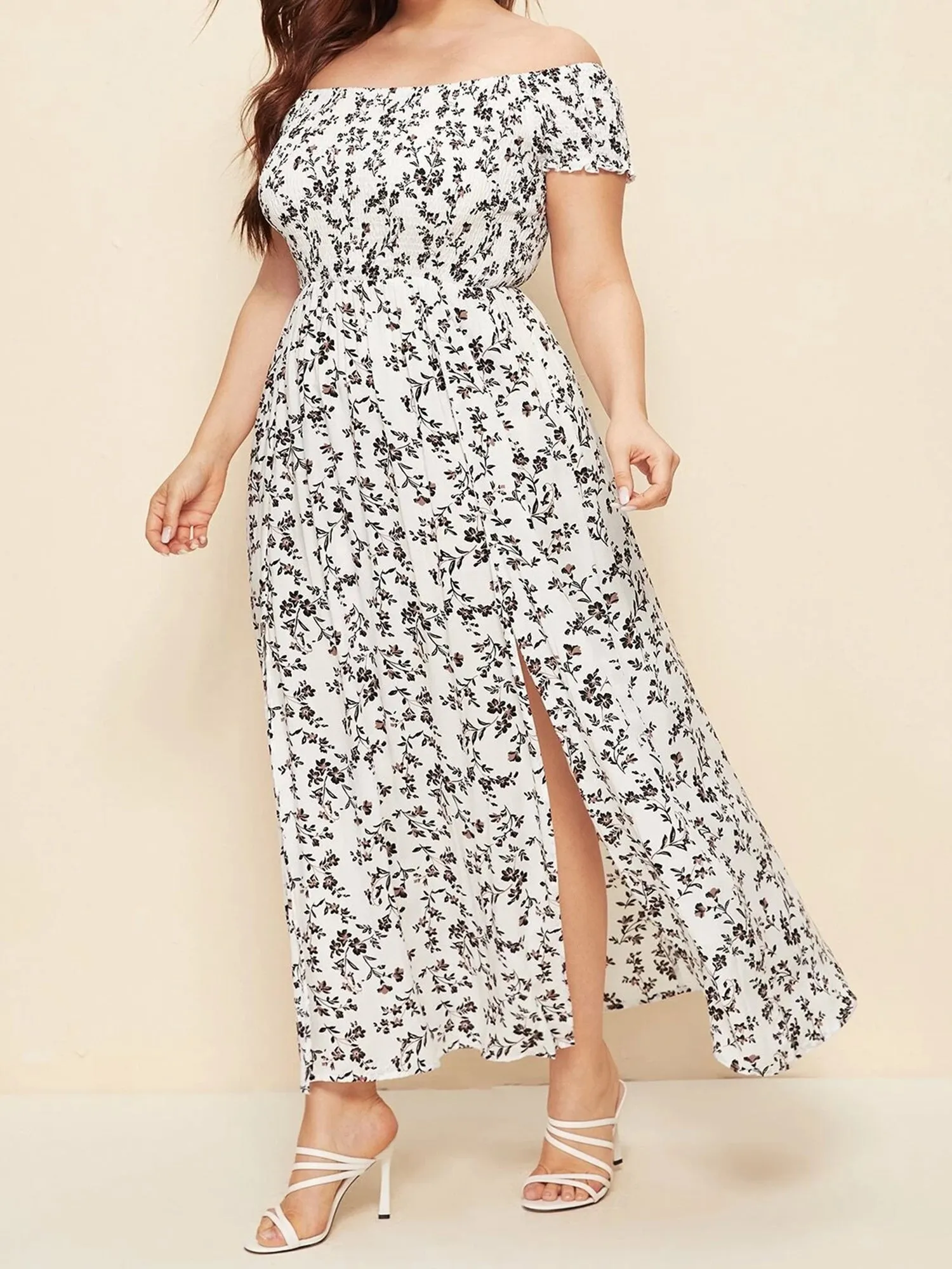 V Neck High Low Printed Wholesale Dresses