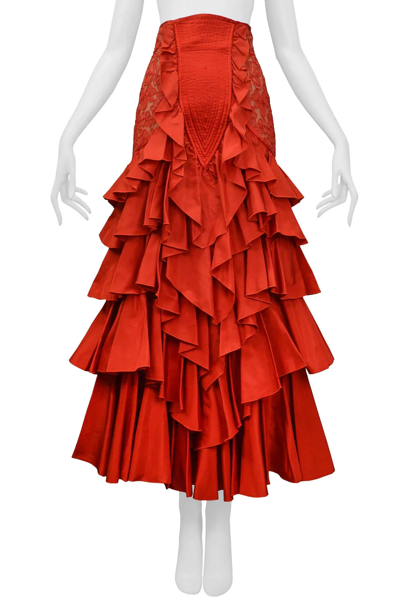 VALENTINO RED RUFFLE BALL GOWN SKIRT