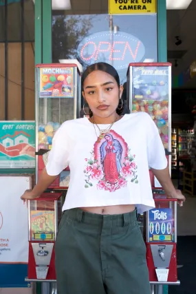 Virgencita Crop Tee - White