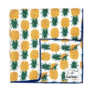 West Palm Silk Pocket Square, White / Yellow / Green