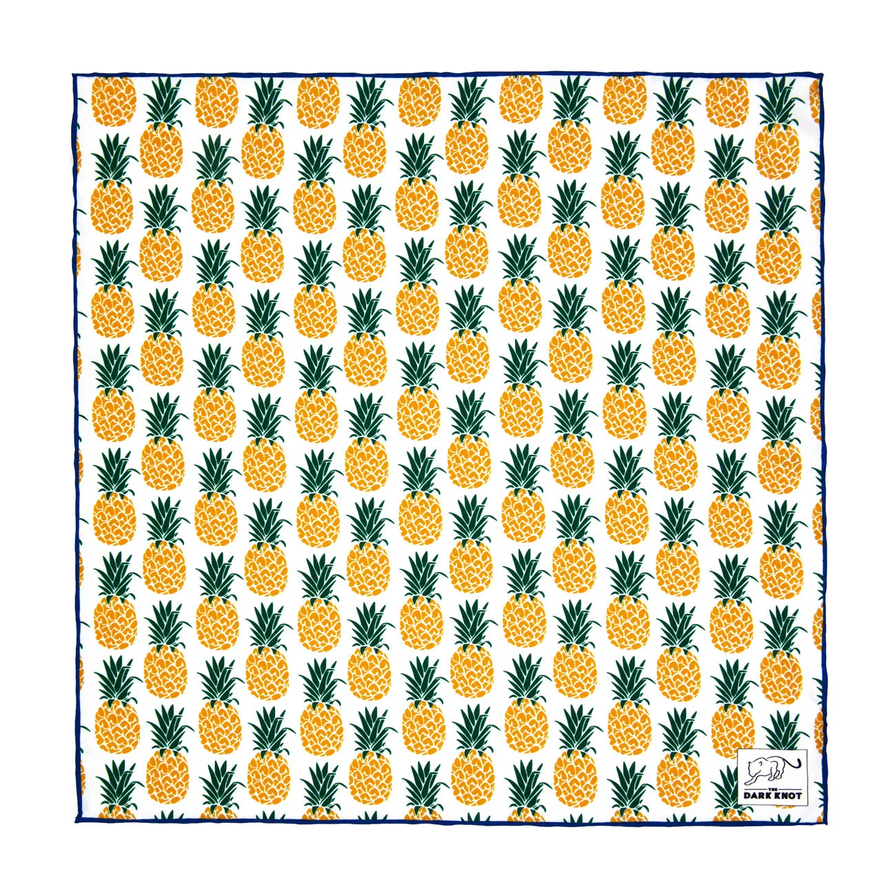 West Palm Silk Pocket Square, White / Yellow / Green