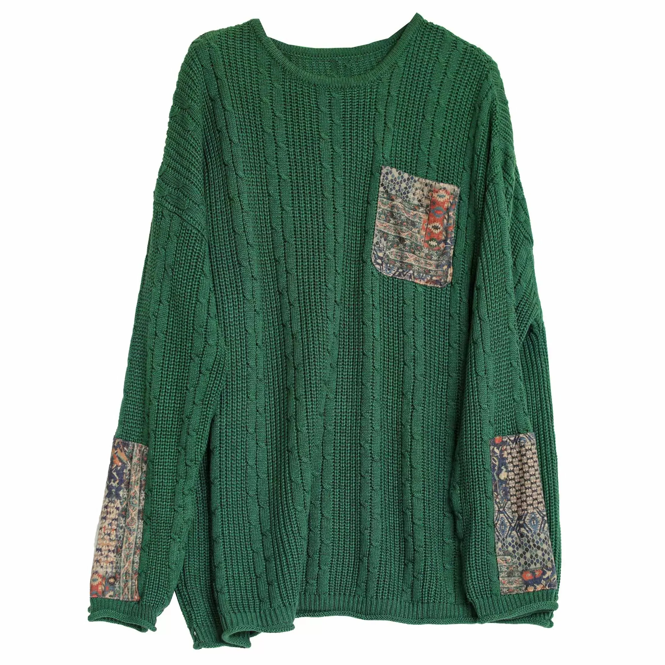 Women Retro Cotton Knitted Autumn Pullover Sweater